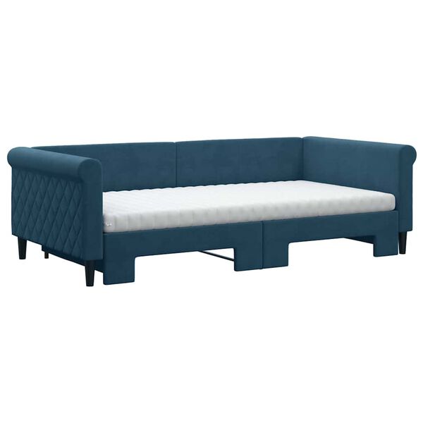 vidaXL Tagesbett Ausziehbar mit Matratzen Blau 100x200 cm Samt
