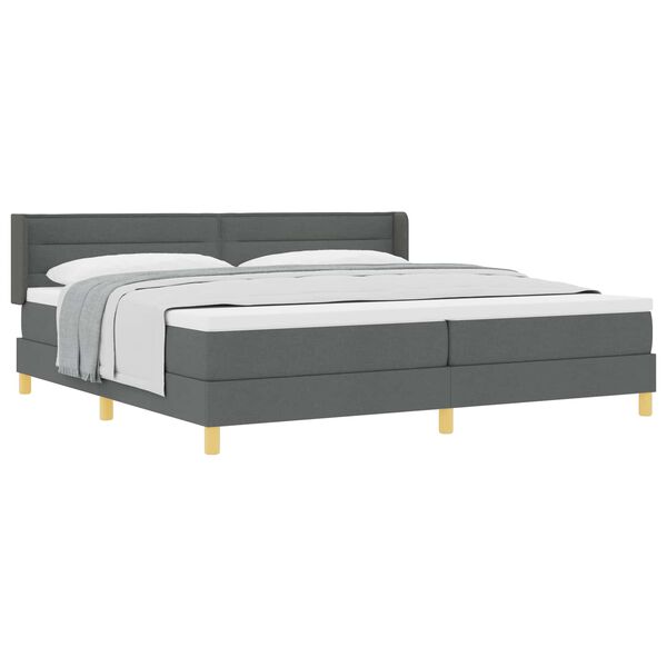 vidaXL Boxspringbett mit Matratze Dunkelgrau 200 x 200 cm Polyester