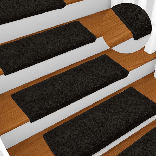 vidaXL Stufenmatten 15 Stk. 65x21x4 cm Schwarz Rechteckiger Rand