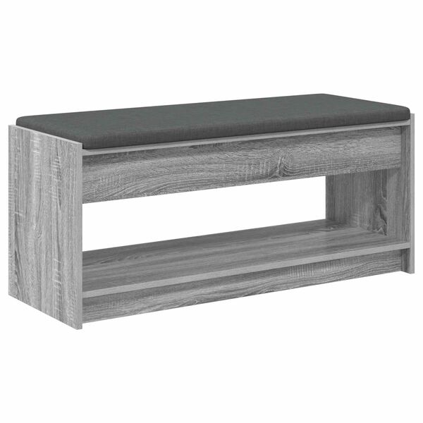 vidaXL Flurbank mit Kissen mit Regal Graues Sonoma 103 x 38 x 45 cm