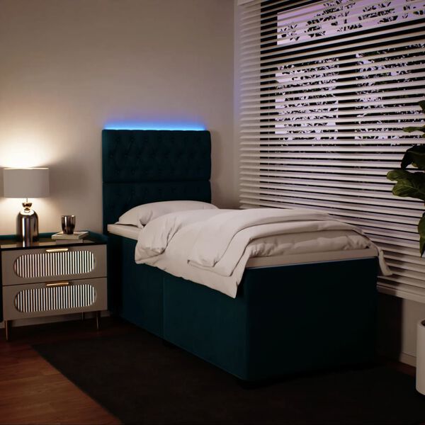 vidaXL Boxspringbett mit Matratze Blau 80x200 cm Samt