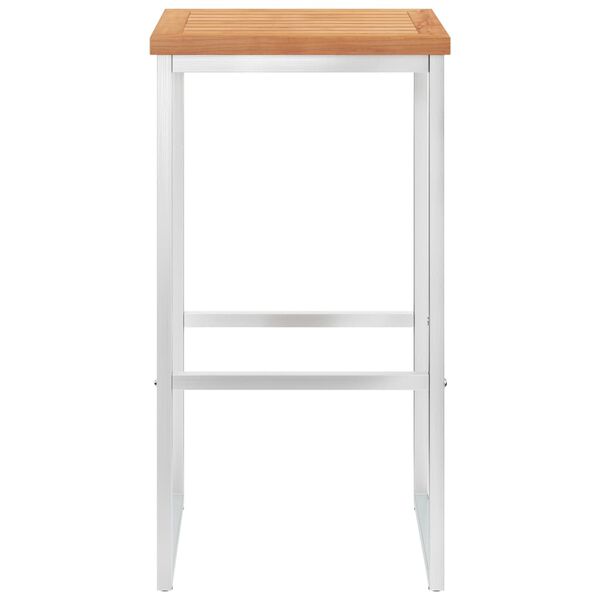 vidaXL Barhocker 2 Stk. Massivholz Teak und Edelstahl