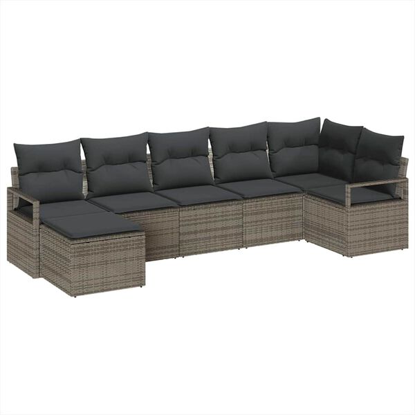 vidaXL Sofa Set 7 pcs Grau Poly-Rattan