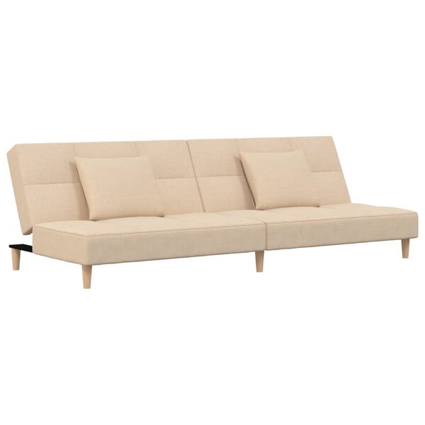 vidaXL Schlafsofa 2-Sitzer mit 2 Kissen Creme Stoff