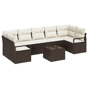 vidaXL Sofa Set 8 Stk. 7-Sitzanzahl Braun und Creme Poly Rattan