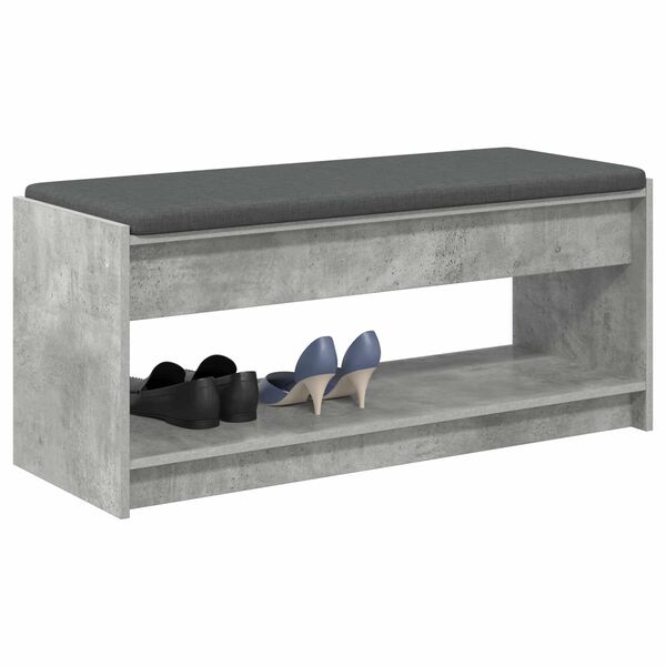 vidaXL Flurbank mit Kissen mit Regal Betongrau 103 x 38 x 45 cm