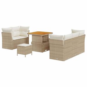 vidaXL Gartensofa-set 8 Stk. 5-Sitzanzahl Beige und Creme Poly-Rattan