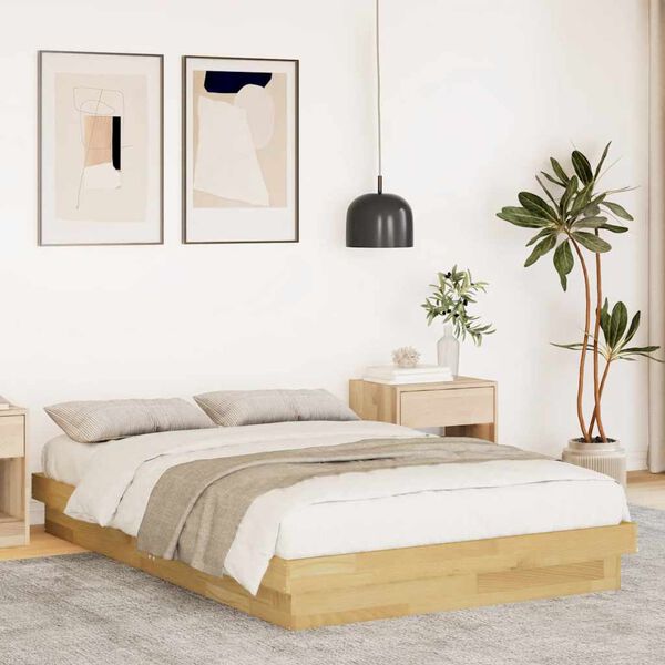 vidaXL Massivholzbett ohne Matratze 120x190 cm Eichenholz