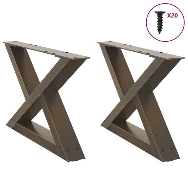 vidaXL Couchtischbeine 2 Stk. Naturstahl 60x(30-31,3) cm Stahl