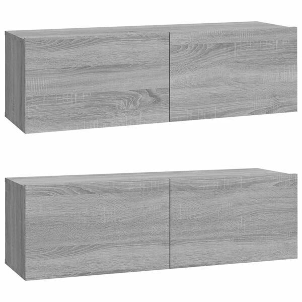 vidaXL TV-Wandschr&auml;nke 2 Stk. Grau Sonoma 100x30x30 cm Holzwerkstoff