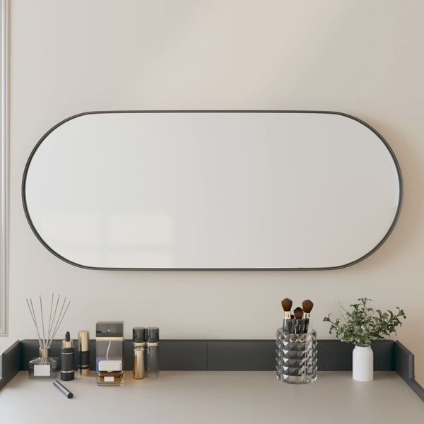 vidaXL Wandspiegel Schwarz 25x60 cm Oval