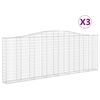 vidaXL Gabionen mit Hochbogen 3 Stk. 400x30x140/160cm Verzinktes Eisen