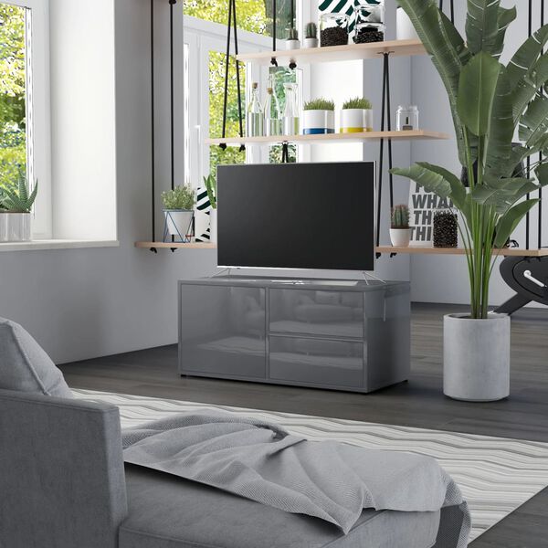 vidaXL TV-Schrank Hochglanz-Grau 80x34x36 cm Holzwerkstoff