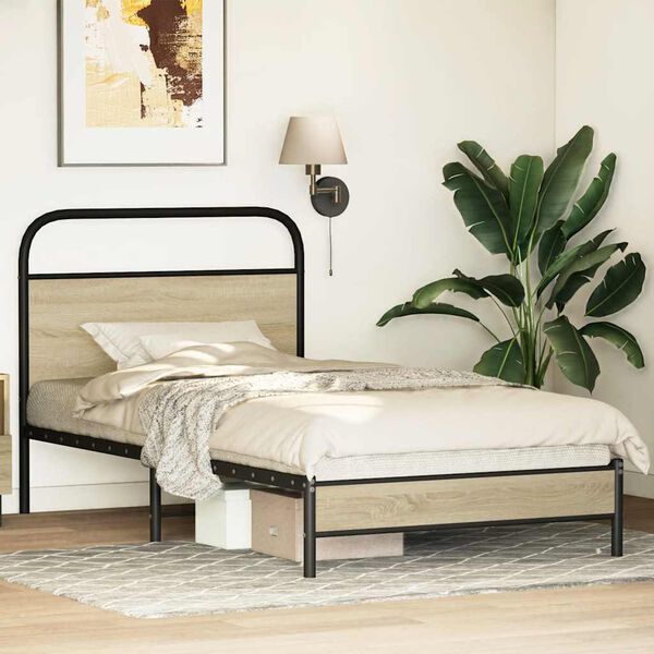 vidaXL Bettgestell ohne Matratze 90x190 cm Sonoma-Eiche Holzwerkstoff