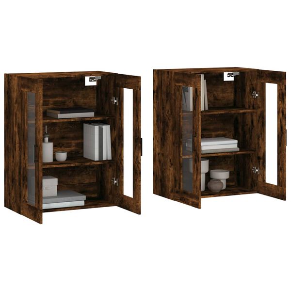 vidaXL Wandschr&auml;nke 2 Stk. R&auml;uchereiche Holzwerkstoff