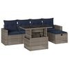 vidaXL 6-teiliges Gartensofa-Set mit Kissen, grau, Polyrattan