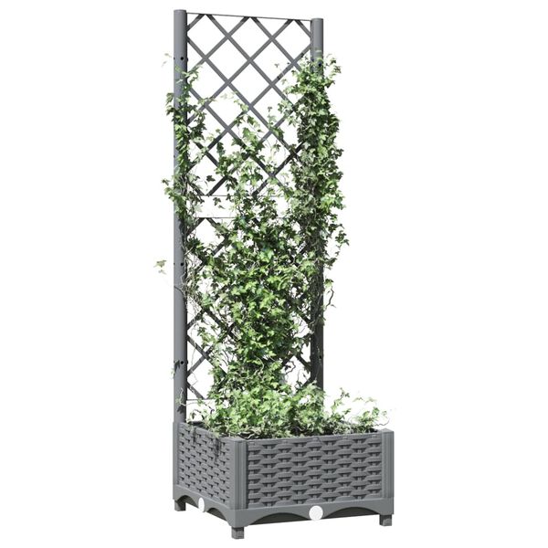 vidaXL Pflanzk&uuml;bel mit Rankgitter Hellgrau 40x40x121,5 cm PP