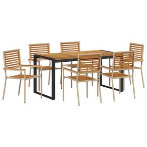 vidaXL Garten Essgruppe 7 stk. Beige und Braun Poly-Rattan