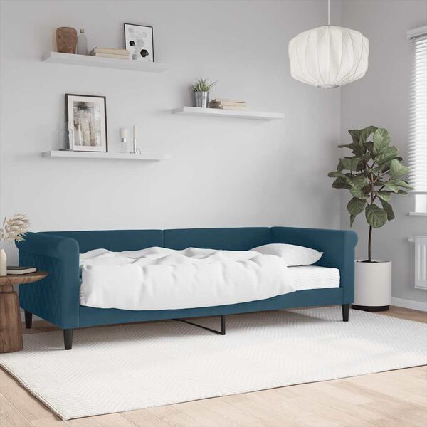 vidaXL Tagesbett mit Matratze Blau 90x200 cm Samt