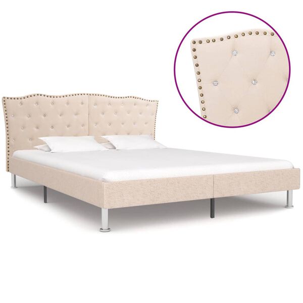 vidaXL Bettgestell Beige Stoff 160&times;200 cm