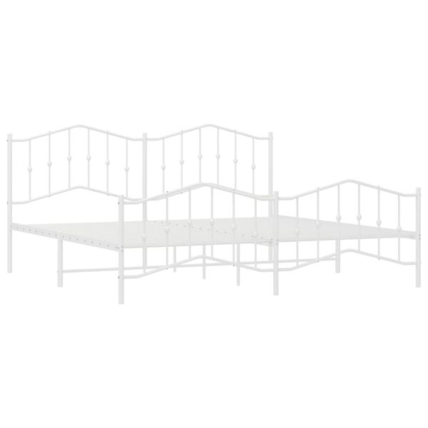 vidaXL Bettgestell mit Kopf- und Fu&szlig;teil Metall&nbsp;Wei&szlig; 200x200 cm