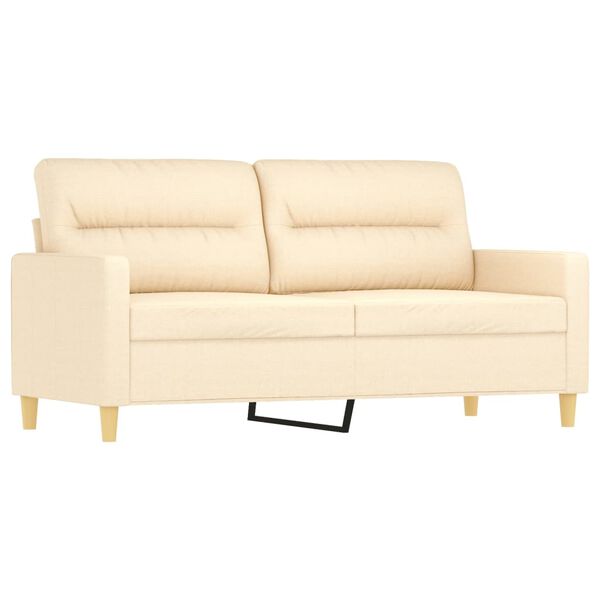 vidaXL 2-Sitzer-Sofa mit Kissen Creme 140 cm Stoff