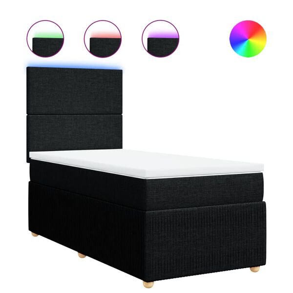 vidaXL Boxspringbett mit Matratze Schwarz 80x200 cm Stoff