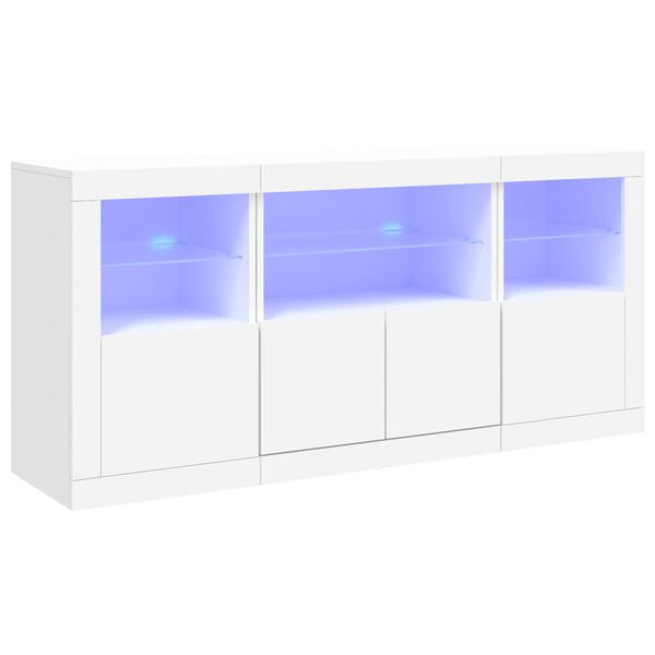 vidaXL Sideboard mit LED-Leuchten Wei&szlig; 142,5x37x67 cm
