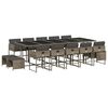 vidaXL 15-tlg. Garten-Essgruppe mit Kissen Grau Poly Rattan