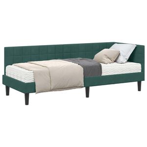 vidaXL Eckbettgestell mit Matratze mit Kopfteil 2 pcs Gr&uuml;n Samt