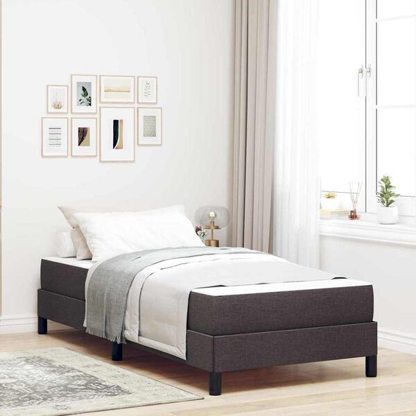 vidaXL Boxspringbett mit Matratze Dunkelbraun 90 x 200 cm Stoff