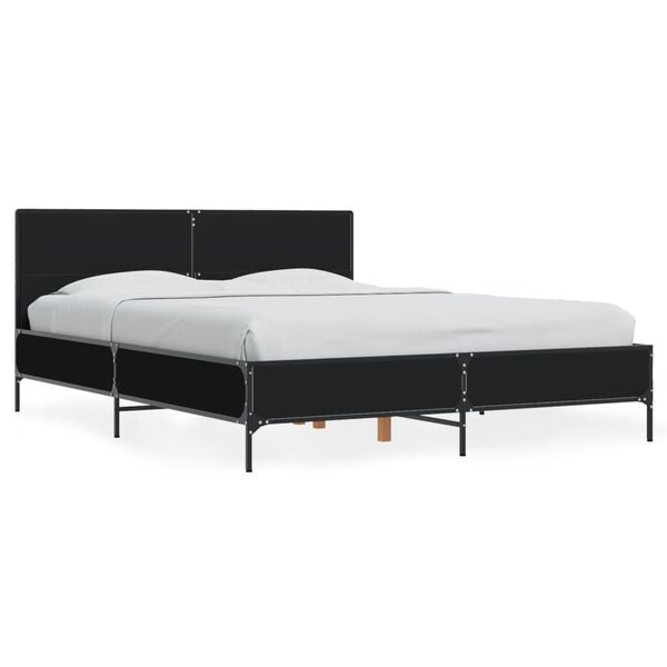 vidaXL Bettgestell Schwarz 120x200 cm Holzwerkstoff und Metall