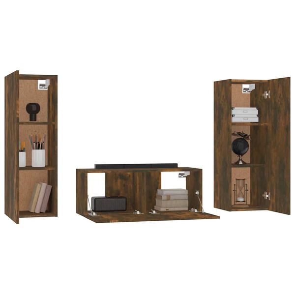 vidaXL 3-tlg. TV-Schrank-Set R&auml;uchereiche Holzwerkstoff