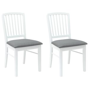 vidaXL Esszimmerst&uuml;hle 2 pcs Wei&szlig; 50 x 52,5 x 91 cm Massives Gummiholz