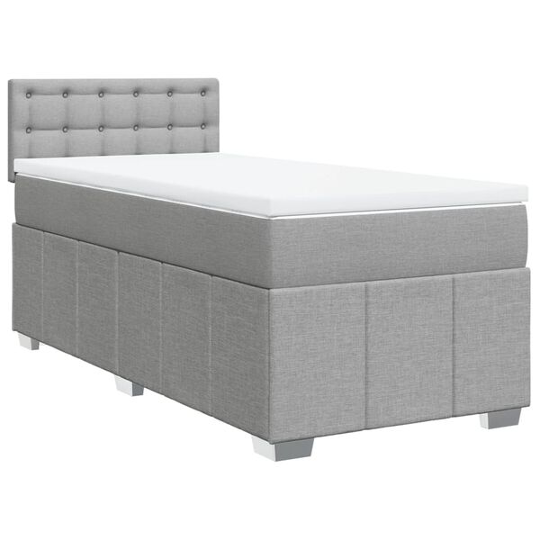 vidaXL Boxspringbett mit Matratze Hellgrau 90x190 cm Stoff