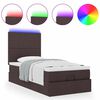 vidaXL Ottoman-Bett mit Matratze & LEDs Dunkelbraun 100x200 cm Stoff