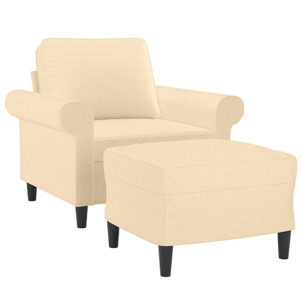 vidaXL Sessel mit Hocker Creme 60 cm Stoff