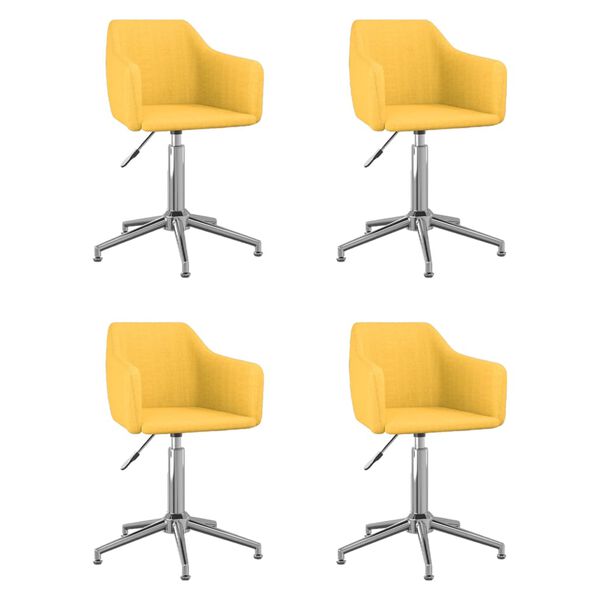 vidaXL Esszimmerst&uuml;hle 4 Stk. Drehbar Gelb Stoff