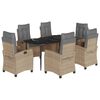 vidaXL 7-tlg. Garten-Essgruppe mit Kissen Beigemischung Poly Rattan
