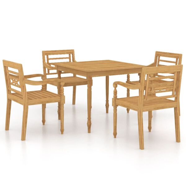 vidaXL 5-tlg. Garten-Essgruppe Massivholz Teak
