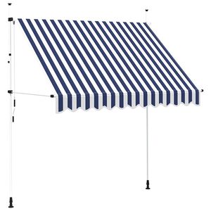 vidaXL Einziehbare Markise Handbetrieben 250 cm Blau/Wei&szlig; Gestreift