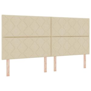 vidaXL Boxspringbett mit LED-Lichtleisten Creme 200 x 200 cm Stoff