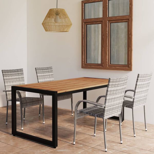 vidaXL 5-tlg. Garten-Essgruppe Grau