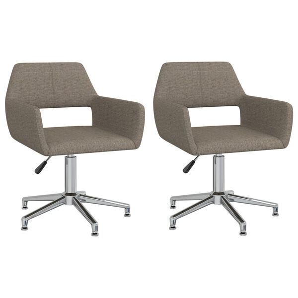 vidaXL Esszimmerst&uuml;hle 2 Stk. Drehbar Taupe Stoff