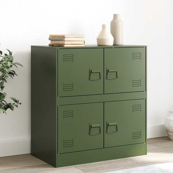 vidaXL Sideboard Olivgr&uuml;n 67x39x73 cm Stahl