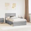 vidaXL Bettrahmen Graues Sonoma 120 x 190 cm Massives Kiefernholz