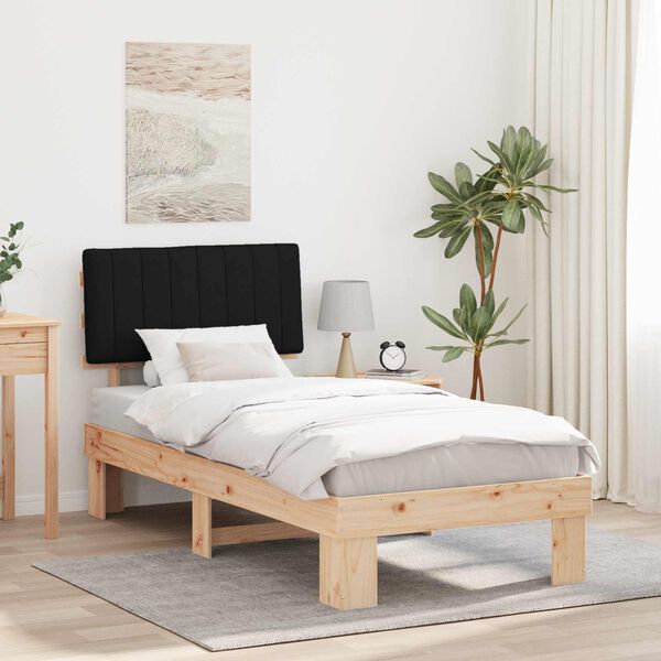 vidaXL Bettgestell mit gepolstertem Kopfteil Schwarz 90 x 200 cm