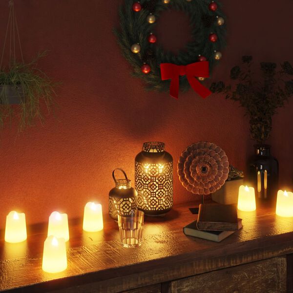 vidaXL LED-Teelichter 12 Stk. Flammenlos Elektrisch Warmwei&szlig;