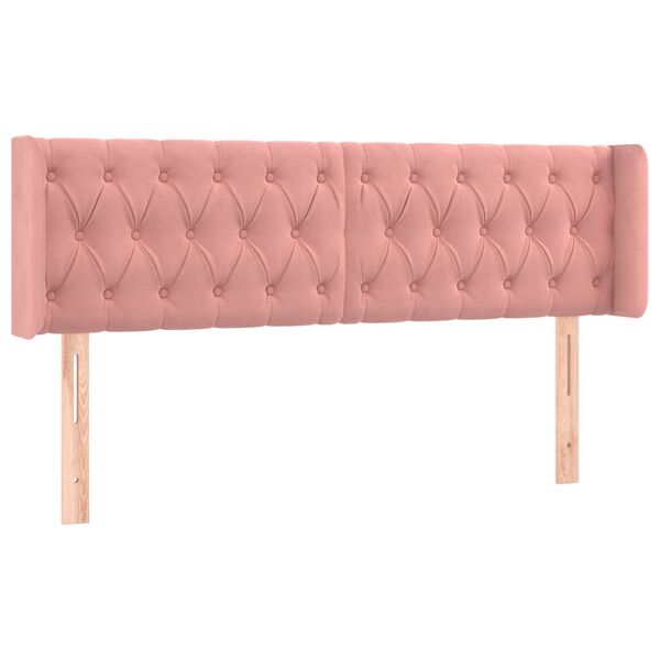 vidaXL Kopfteil mit Ohren Rosa 163x16x78/88 cm Samt