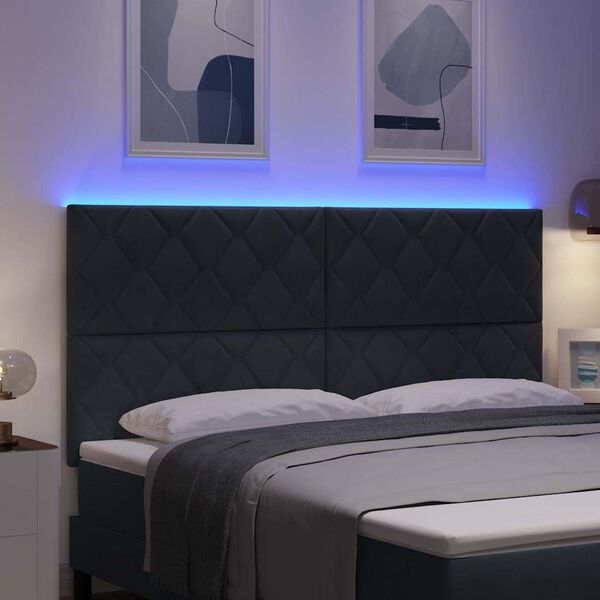vidaXL LED Kopfteil Dunkelgrau 180 cm Kunstleder